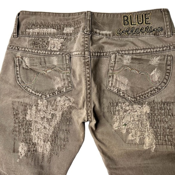 RARE BLUE COLLECTION Straight Button Fly Distressed Jeans Brown Size 29 Waist - Picture 10 of 16